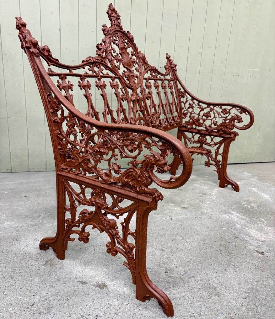 antique coalbrookdale bench